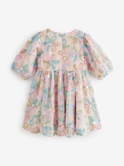 Pink Embellished Puff Sleeve Dress (3-16yrs) - Image 6 of 8