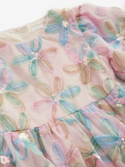 Pink Embellished Puff Sleeve Dress (3-16yrs) - Image 7 of 8