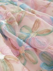Pink Embellished Puff Sleeve Dress (3-16yrs) - Image 8 of 8