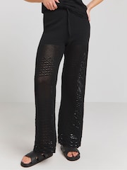 Simply Be Black 100% Cotton Crochet Trousers - Image 3 of 4