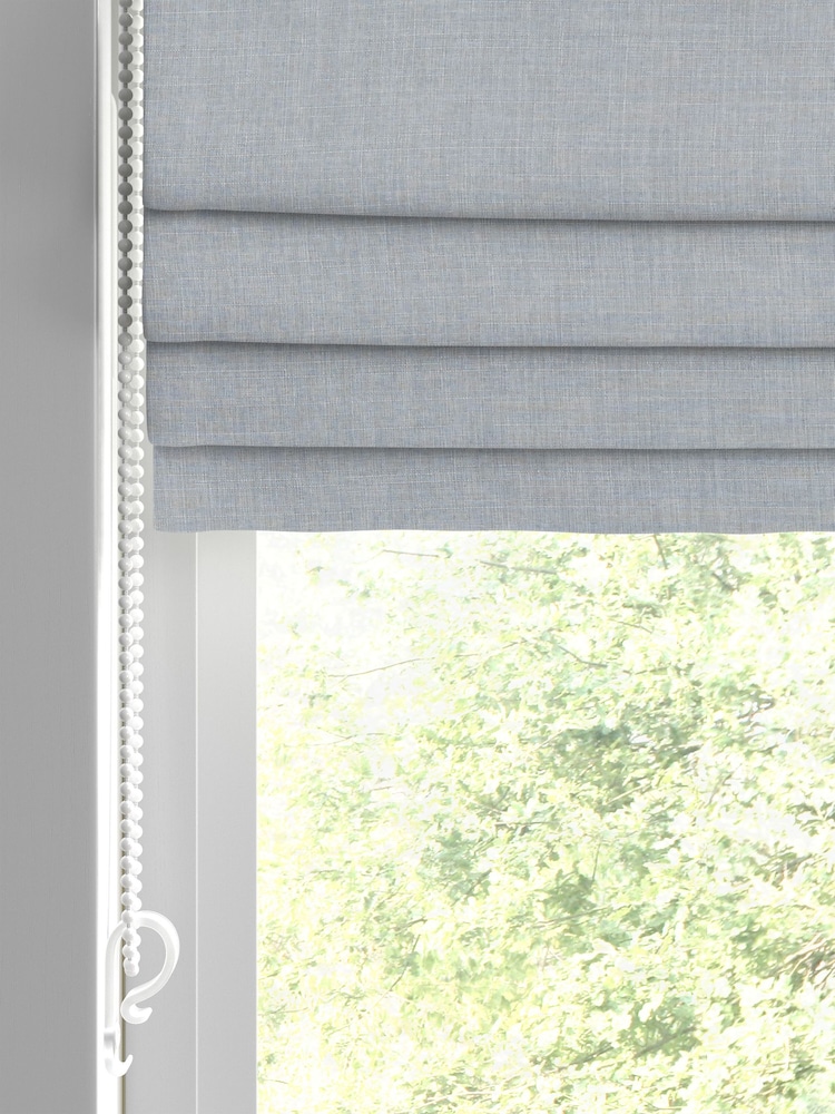Blue Textured Made to Measure 100% Cotton Roman Blind - Image 2 of 6