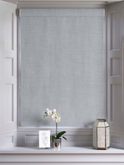Blue Textured Made to Measure 100% Cotton Roman Blind - Image 5 of 6