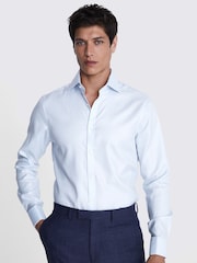 MOSS Blue Slim Twill 100% Cotton Shirt - Image 1 of 4