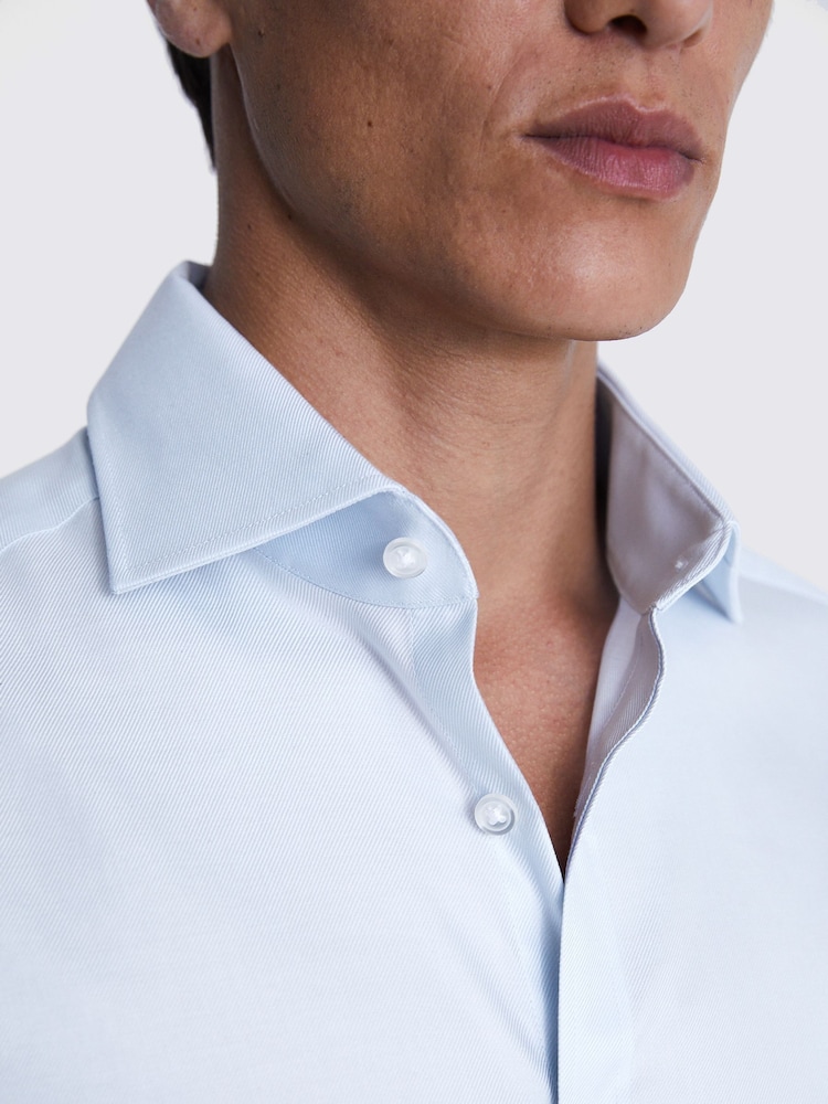 MOSS Blue Slim Twill 100% Cotton Shirt - Image 2 of 4