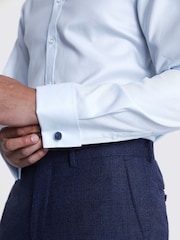 MOSS Blue Slim Twill 100% Cotton Shirt - Image 3 of 4