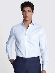 MOSS Blue Tailored Twill 100% Cotton Shirt - Image 1 of 4