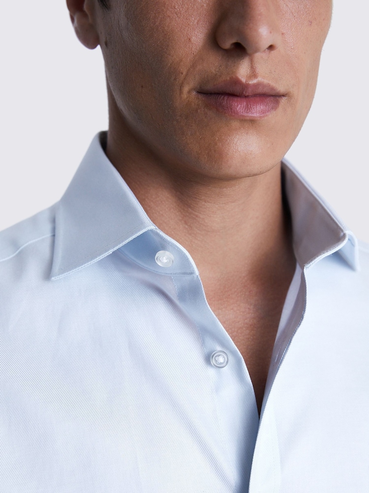 MOSS Blue Tailored Twill 100% Cotton Shirt - Image 2 of 4