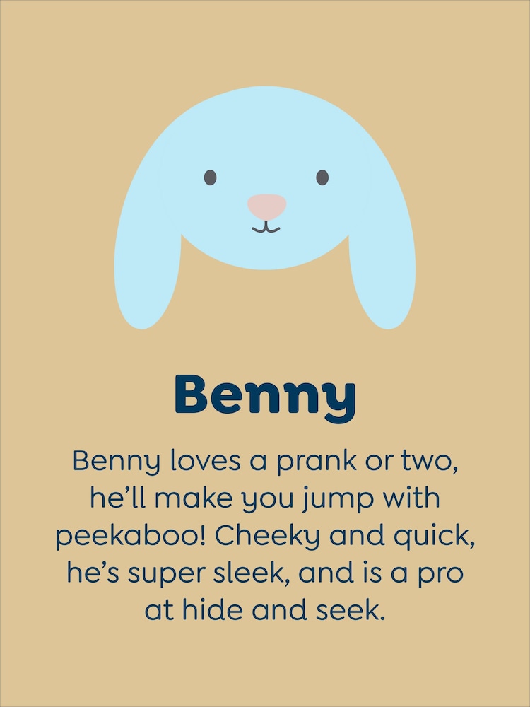 JoJo Maman Bébé Benny Blue Bunny Soft Toy Plushie - Small - Image 9 of 9