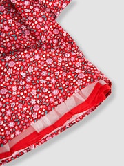 JoJo Maman Bébé Red Winter Blossom Smocked Party Dress - Image 5 of 5