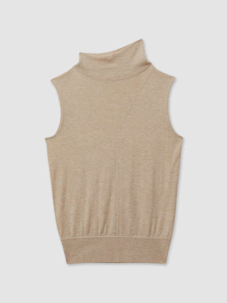 Reiss Neutral Harper Wool Slouched Sleeveless Top - Image 2 of 5