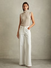 Reiss Neutral Harper Wool Slouched Sleeveless Top - Image 3 of 5