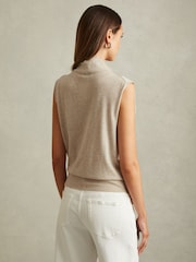 Reiss Neutral Harper Wool Slouched Sleeveless Top - Image 4 of 5