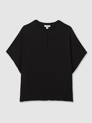 Reiss Black Tania Draped Sleeve Top - Image 2 of 6