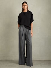 Reiss Black Tania Draped Sleeve Top - Image 3 of 6