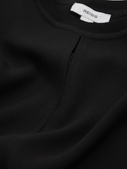 Reiss Black Tania Draped Sleeve Top - Image 6 of 6
