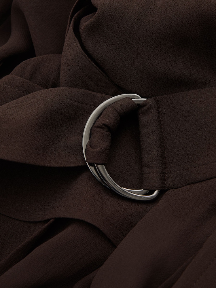 Reiss Chocolate Essie Mesh Utility Belted Midi Dress - Image 5 of 5
