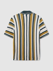 Reiss Green Multi Tampa Ché Crochet Cuban Collar Shirt - Image 4 of 6