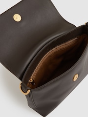 Reiss Chocolate Selena Leather Flap Crossbody Bag - Image 5 of 7