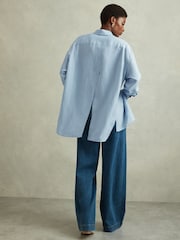 Reiss Blue Beatrix Oversized Shirt With Linen - Image 1 of 5
