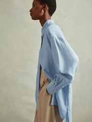 Reiss Blue Beatrix Oversized Shirt With Linen - Image 4 of 5