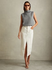 Reiss Grey Harper Wool Slouched Sleeveless Top - Image 1 of 5
