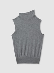 Reiss Grey Harper Wool Slouched Sleeveless Top - Image 2 of 5