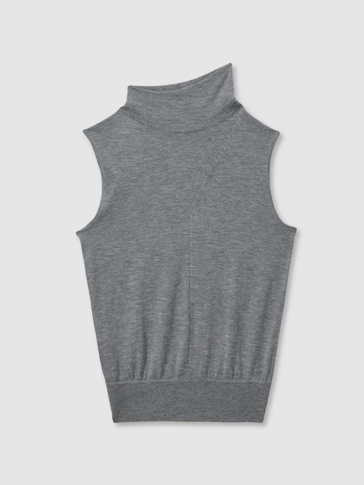 Reiss Grey Harper Wool Slouched Sleeveless Top - Image 2 of 5