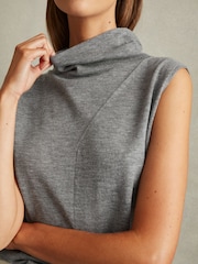 Reiss Grey Harper Wool Slouched Sleeveless Top - Image 3 of 5