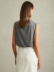 Reiss Grey Harper Wool Slouched Sleeveless Top - Image 4 of 5