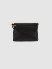 Reiss Black Selena Leather Flap Crossbody Bag - Image 3 of 5