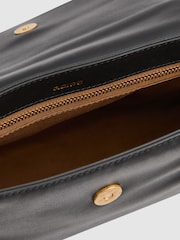 Reiss Black Selena Leather Flap Crossbody Bag - Image 4 of 5