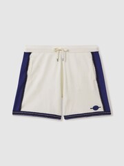 Reiss White/Bright Blue Pergola Reiss | Ché Towelling Drawstring Shorts - Image 2 of 6