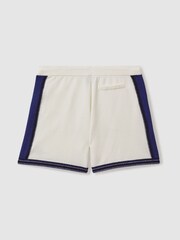 Reiss White/Bright Blue Pergola Reiss | Ché Towelling Drawstring Shorts - Image 4 of 6