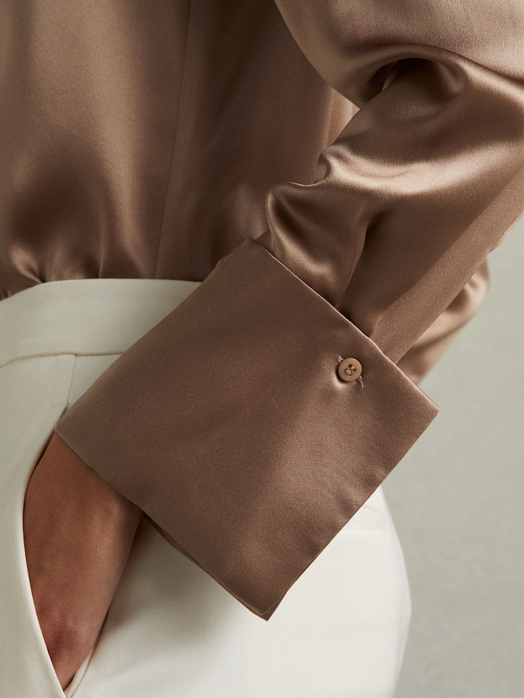 light brown mother of the bride dresses Chocolate Brown Oversized Tailored Silk Shirt