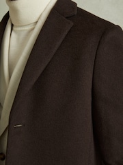 Reiss Chocolate Brown Gable Wool Blend Single Breasted Epsom Overcoat - Image 5 of 7