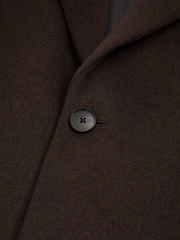 Reiss Chocolate Brown Gable Wool Blend Single Breasted Epsom Overcoat - Image 7 of 7