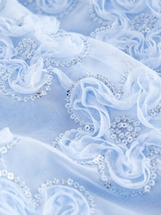 Blue Mesh Flower Print  Dress (3mths-7yrs) - Image 3 of 4