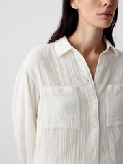 Weiß - Gap Crinkle Oversize-Hemd aus Baumwollgaze - Bild 4 von 5