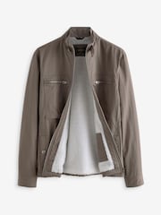 Dark Stone Cotton Rich Borg Lined Shacket - Image 1 of 10