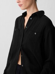 Schwarz - Gap Crinkle Oversize-Hemd aus Baumwollgaze - Bild 4 von 5