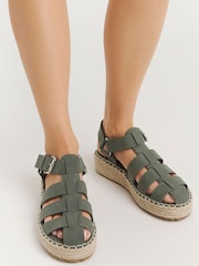 Simply Be Green Fisherman Upper Espadrille Sandals In Extra Wide Fit - Image 3 of 4