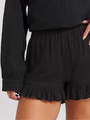 Simply Be Black Tiered Cheesecloth 100% Cotton Shorts - Image 4 of 4