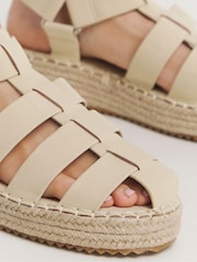 Simply Be Natural Wide Fit Fisherman Upper Espadrilles Wedges - Image 3 of 4