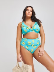 Simply Be Blue Lemon Print/Orange Gingham Value Bikini Tops 2 Pack - Image 3 of 4