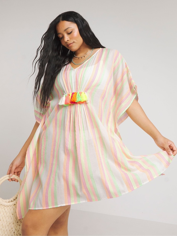 Simply Be Natural Culture Clash Stripe Kaftan - Image 1 of 4 Simply Be Natural Culture Clash Stripe Kaftan - Image 1 of 4