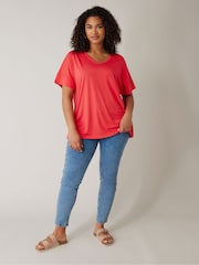 Pink - Evans Green V-Neck Modal T-Shirt - Bild 2 von 5