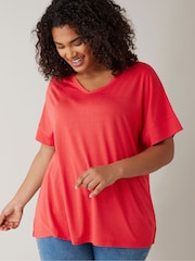 Pink - Evans Green V-Neck Modal T-Shirt - Bild 4 von 5