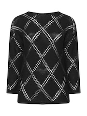 Evans Diamond Pointelle Black Jumper - Image 5 of 5