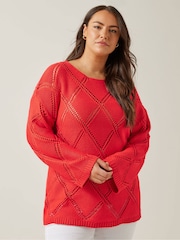 Evans Diamond Pointelle Black Jumper - Image 1 of 5