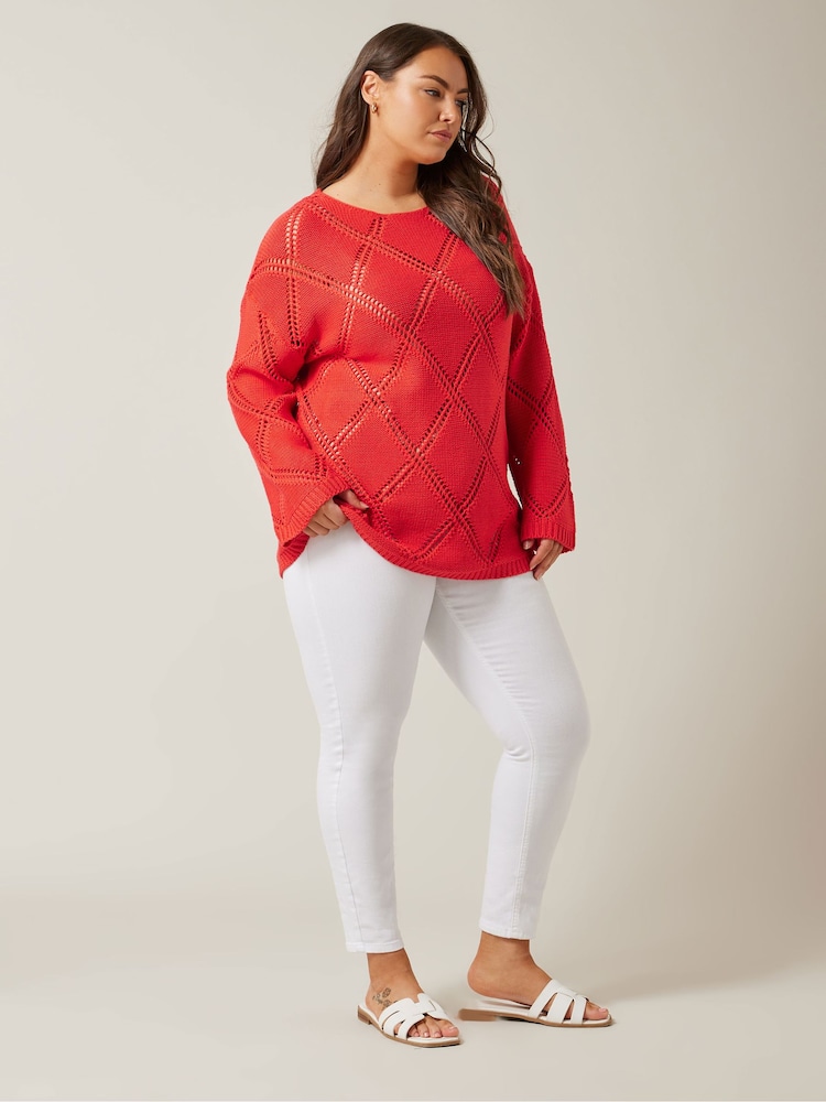Evans Diamond Pointelle Black Jumper - Image 2 of 5